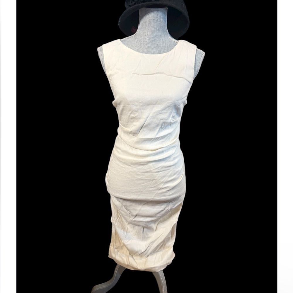 Nicole Miller Cream Sleeveless Midi Dress 8 6027